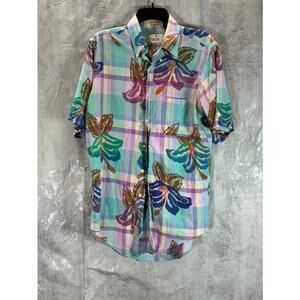 BILL BLASS Men's Multi Floral Button-Up Short Sleeve Shirt SZ M